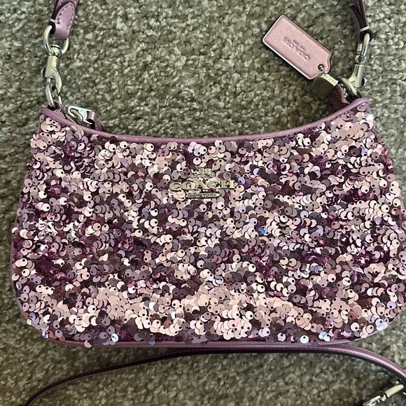 Coach Lavender Sequin Shoulder Bag - Picture 3 of 9